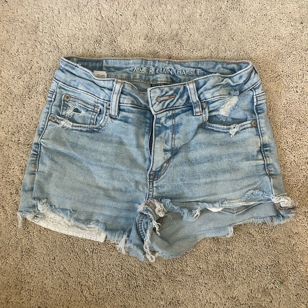 American Eagle Outfitters Blue Jean Shorts Distressed Style